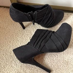 Black high heel platform booties. Size 6